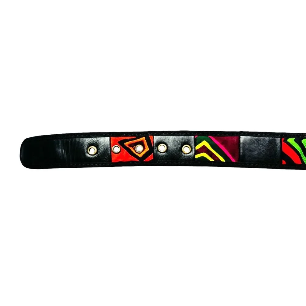 Artisan Arte Kuna Men's Belt‎ - Genuine Leather & Square Mola Accents, Size 32